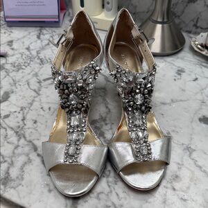 ANTONIO MELANI Silver Embellished Heels
